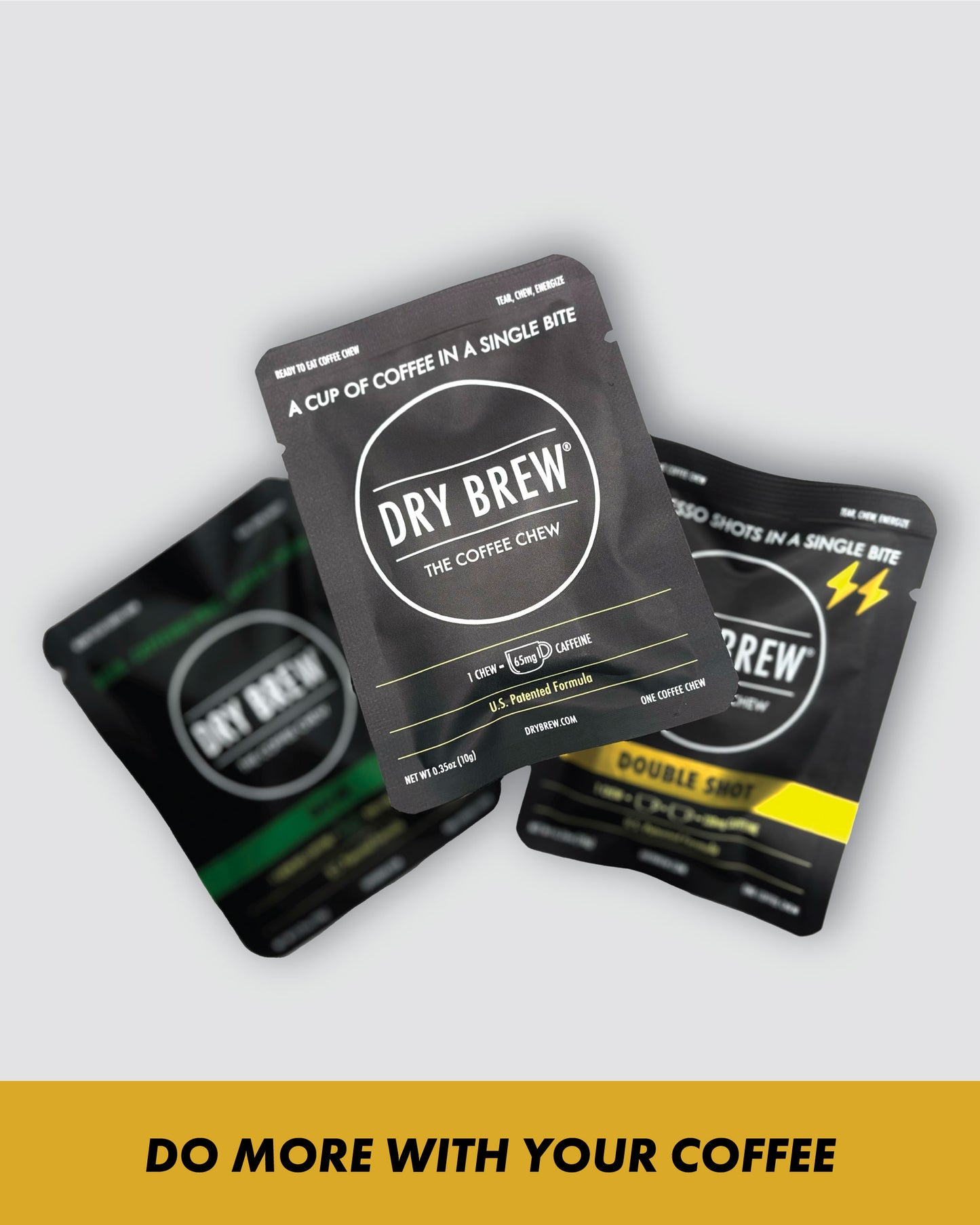 Dry Brew Sample Pack 9 Coffee Chews – portable caffeine bites for hikers and athletes.