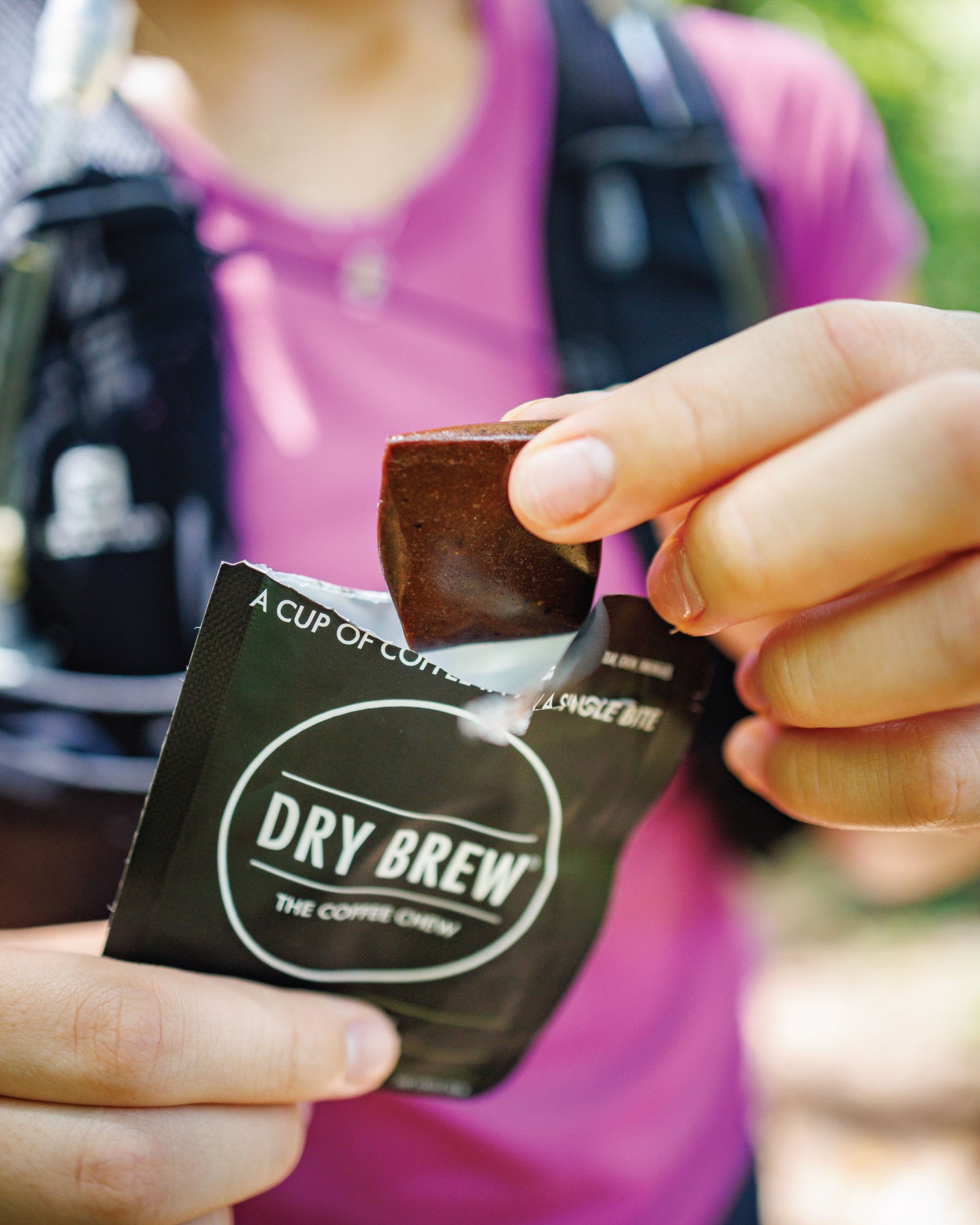 Dry Brew OG Single Shot Coffee Chew – portable caffeine for hikers and athletes