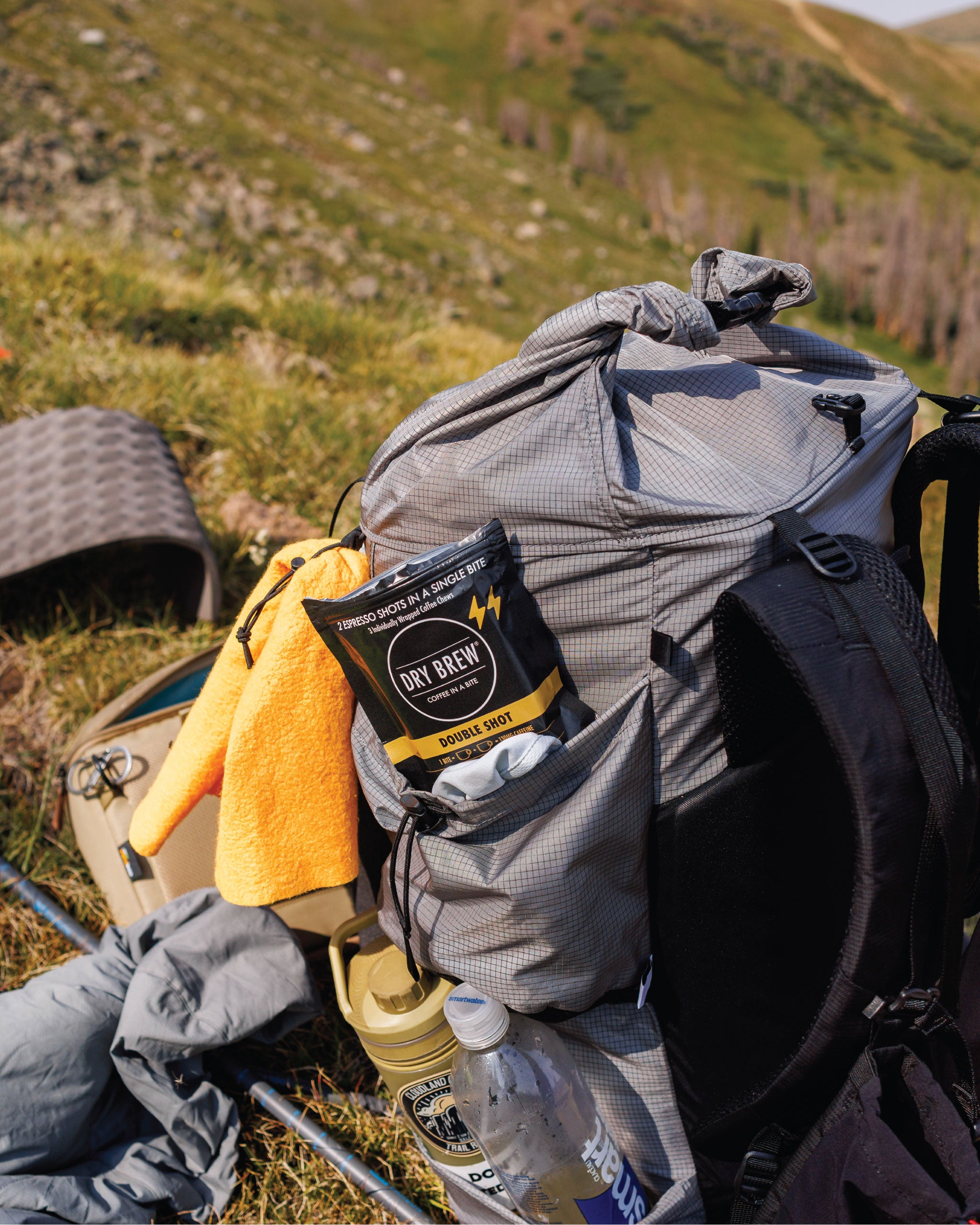 Dry Brew Sample Pack 9 Coffee Chews – portable caffeine bites for hikers and athletes.