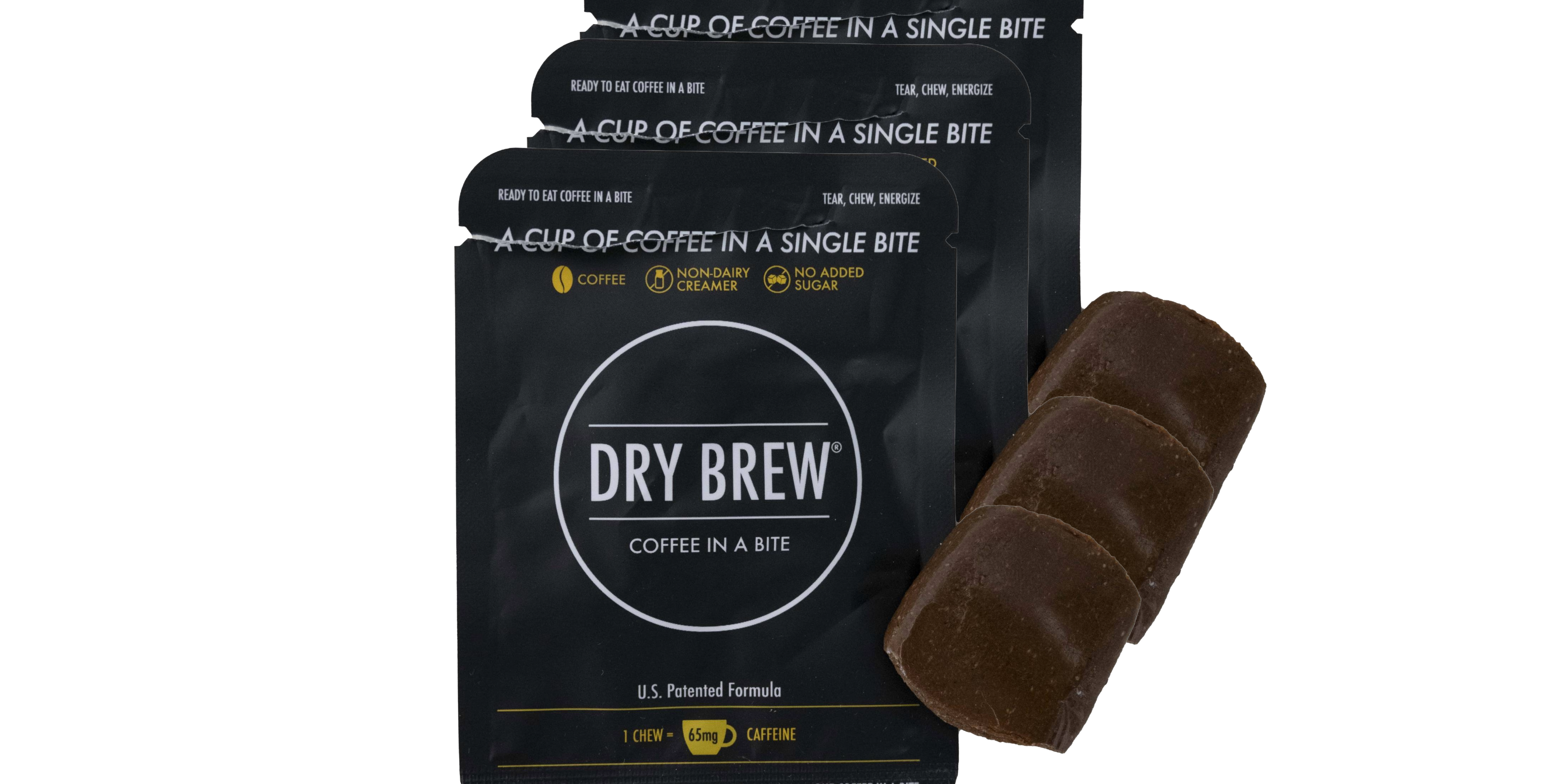 Dry Brew Original coffee bites 3-pack, chewable waterless coffee with 65mg caffeine per bite