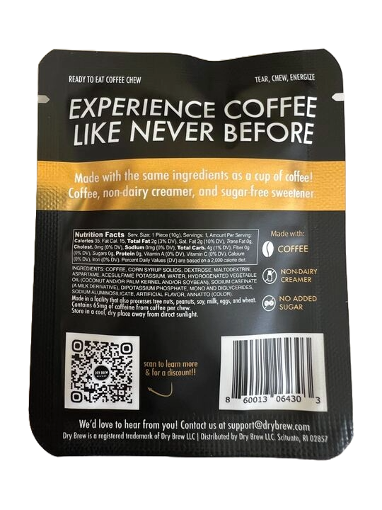 Dry Brew OG Adventure Coffee Pack – 21 portable caffeine chews for hikers and athletes.